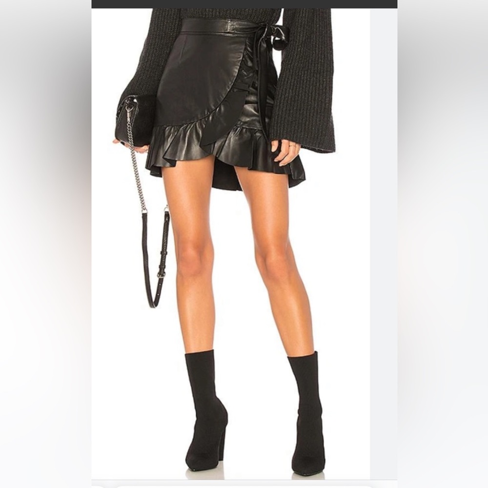 PAIGE Nivelle Ruffle Leather Skirt